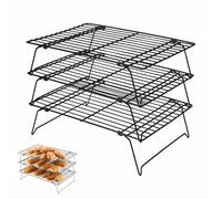 TFSYLISA 3 Tier Cooling Rack for Baking, Stackable Stainless Steel Baking Wire Racks, Non-Stick Grilling Cooling Tray for Cake Cookie Bread, Dishwasher Safe, 34x24 cm