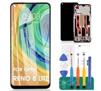 TFT For OPPO Reno8 Lite Screen Replacement For OPPO Reno8 Lite 5G LCD Display For Reno 8 Lite Touch CPH2343 Digitizer With Frame (Black,No Fingerprint Recognition)