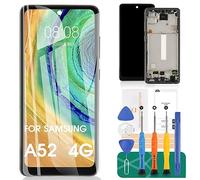 TFT For Samsung Galaxy A52 4G Screen Replacement For Samsung A52 A525 LCD Display Touch SM-A525F Digitizer Repair Kits (With Frame,Black,No Fingerprint)