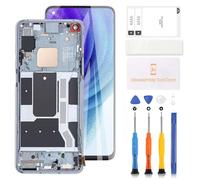 TFT LCD Screen for OnePlus 8T Screen Replacement for Oneplus 8T KB2001 KB2000 KB2003 KB2005 LCD Display Touch Digitizer Assembly Repair Parts with Tools (Sliver with Frame,No Fingerprint)