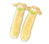 TFTSR Crazy Funny Fuzzy Silly Socks for Kids Women,Girls Fluffy Slipper Novelty Fun Socks,Boy Men Cute Cozy Soft Animal Socks, Yellow(1 Pair), 6-10