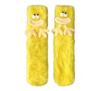 TFTSR Crazy Funny Fuzzy Silly Socks for Kids Women,Girls Fluffy Slipper Novelty Fun Socks,Boy Men Cute Cozy Soft Animal Socks, Yellow(1 Pair), 6-10