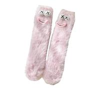 TFTSR Crazy Funny Fuzzy Silly Socks for Kids Women,Girls Fluffy Slipper Novelty Fun Socks,Boy Men Cute Cozy Soft Animal Socks, Pink(1 Pair), 6-10