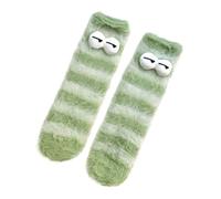TFTSR Crazy Funny Fuzzy Silly Socks for Kids Women,Girls Fluffy Slipper Novelty Fun Socks,Boy Men Cute Cozy Soft Animal Socks, Green(1 Pair), 6-10