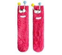 TFTSR Crazy Funny Fuzzy Silly Socks for Kids Women,Girls Fluffy Slipper Novelty Fun Socks,Boy Men Cute Cozy Soft Animal Sock, Red(1 Pair), 6-10