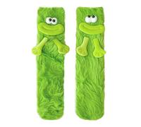 TFTSR Crazy Funny Fuzzy Silly Socks for Kids Women,Girls Fluffy Slipper Novelty Fun Socks,Boy Men Cute Cozy Soft Animal Socks, Green(1 Pair), 6-10