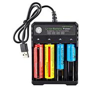 TFUFR 18650 Battery Charger 4 Slots, USB Rechargeable Battery Charge for 3.7V Li-ion TR IMR 10440 14500 16650 18650 16340(RCR123) Batteries With LED Display (No Battery)