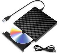 TFUFR External CD DVD Drive, USB 3.0 Slim Portable CD Reader CD/DVD-RW Burner Low Noise High Speed Data Transfer Super drive for Laptop, Desktop, Mac, IOS, Windows 10/8/7 / XP/Linux
