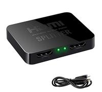 TFUFR HDMI Splitter 1 in 2 Out, 4K Aluminum, Supports 4K HD 1080P 3D for PS4, X-box, PS3, DVD, HDTV - Plug & Play