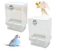 Tfwadmx 2 Pcs No Mess Automatic Bird Feeders Cockatiel Food Dispenser Bowls Seed Container Parrot Dishes Parakeet Cage Accessories Bird Feeder with Divider for Canary Finch Conure Lovebirds