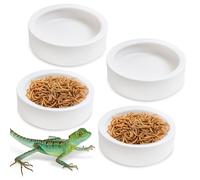 Tfwadmx 4 Pack Reptile Food Bowl, Mini Ceramic Water Feeder Bowl, Reptile Worm Feeding Dish for Lizard Turtle Bearded Dragon Anoles Crested Gecko Hermit Crab Leopard Gecko Chameleon Corn Snake