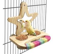 Tfwadmx Bird Parrot Wooden Feeding Cups Small Bird Feeding Dish Cups Stainless Steel Birds Bowls Food Water Bowls with Food Holder for Cockatiel Lovebirds Parakeet Finches
