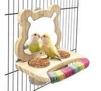Tfwadmx Bird Parrot Wooden Feeding Cups Small Bird Feeding Dish Cups Stainless Steel Birds Bowls Food Water Bowls with Food Holder for Finches Cockatiel Lovebirds