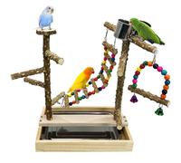 Tfwadmx Bird Playground, Perch Play Stand Platform Bird Cage with 2 Stainless Steel Cups Play Gym Playpen for Parakeets Canaries Cockatiels Conure Lovebirds