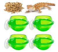 Tfwadmx Chameleon Bowl, Reptile Feeding Feeder,Worm Live Fodder Container, Water Dish Gecko Ledge Suction Cup Feeder Chameleon Supplies Accessories for Gecko Lizard Bearded Snakes Dragon 4 Pcs