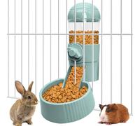 Tfwadmx Rabbit Hanging Auto Food Water Dispenser Pet Cage Suspended Food Bowl Chinchilla Gravity Detachable Feeder for Puppy Kitten Bunny Ferrets Guinea Pig (Blue)