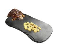 Tfwadmx Reptile Basking Platform,11''x5.5'' Tortoise Rock Plate Feeding Food Bowl Dish Feeding Slate Turtle Bathing Resting Platform for Lizard Gecko Bearded Dragon Chameleon Snake Frog