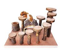 Tfwadmx Wooden Hamster Ladder, Small Animals Activity Set Platform Climbing Bridge Ramps Toys for Mouse Dwarf Hamster Gerbil Rat Sugar Glider Syrian Hamster