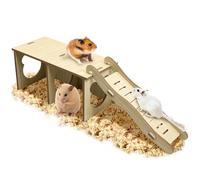 Tfwadmx Wooden Small Animal Hideout & Ramp - Hamster Tunnel System with Climbing Ladder, Peep Shed and Digging Chambers for Mice, Dwarf Hamsters (Large)