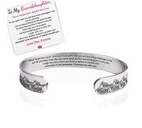 TFXNBKW To My Granddaughter - I Will Always Be With You - Love You Forever Bracelet, Inspirational Bracelet for Her Engraved with a Message of Love