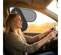 TFY Rotatable Car Side Window Sun Shade - 2-in-1 Adjustable Dual Layer Visor (Opaque Silver & Dark Tint) - Static Cling Sun Blocker for Driver Glare, UV Protection & Heat Reduction