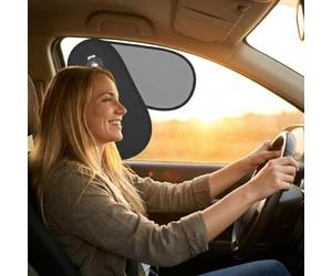 TFY Rotatable Car Side Window Sun Shade - 2-in-1 Adjustable Dual Layer Visor (Opaque Silver & Dark Tint) - Static Cling Sun Blocker for Driver Glare, UV Protection & Heat Reduction