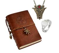 TFYU 3 Pcs Vampire Cosplay Jewelry Set Vintage Journal Halloween Costume accessories Crescent Crest Tower Clock Necklace Cateye Stone Ring for Women