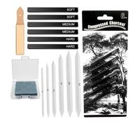 TFYU Artist Compressed Charcoal Sticks Art Blenders Design Eraser Sandpaper Pencil Sharpener Pointer for Sketching Drawing Blending Stumps and Tortillions Sketch Drawing Tools 14 pcs