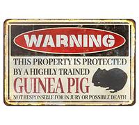 TFZQm Beware Of Guinea Pig Warning Sign - 8x6 Inch Retro Metal Sign - Wall Mount, Tabletop Mount - Waterproof, Durable