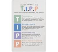 TFZQm Dbt Poster, Tipp Coping Skill, Dbt, Therapy Office Decor, Art, Depression, Anxiety, Ptsd, Bpd, Anxiety Relief, Skills Prints Posters Metal Tin Sign Wall Art Deco 8x6 inch