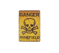 TG,LLC Treasure Gurus Warning Danger Military Minefield Retro Metal Wall Sign Man Cave Yard Lawn Garage Bar Decor