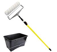 TG TOUGH GEAR 12" Microfibre Paint Roller Kit with Double Arm Frame, Extension Pole & 15L Scuttle