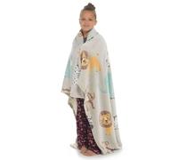 TG TOUGH GEAR Personalised Glow in the Dark Fleece Throw Blanket | Custom Embroidered Name & Monogram | Unisex Super Soft Cozy Gift (Safari)