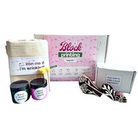 TGB Block Printing Kit - DIY Olive Pink Floral Fabric Block Print Set with Wood Tools, Beginner Kit for Handcrafted Gift Bags, Custom Drawstring Bags for Your Own Design