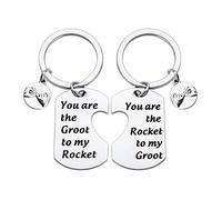 TGBJE Film Gift You Are The Groot To My Rocket Inspired Gift Raccoon Keychain BFF Gift, Rocket Groot Key, 4*2.5CM