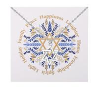 TGBJE Jewish Star Necklace Jewish Religious Pendant Chanukkah Gifts Faith Jewelry Bat Mitzvah Gifts, 46+5, Stainless Steel, No Gemstone
