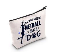 TGBJE Netball Girl Gift Netball Player Gift Dog Owner Gift All You Need Is Hockey And A Dog Makeup Cosmetic Bag For Dog Lover, Netball dog bag, All