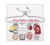 TGBJE Social Worker Appreciation Bracelet Social Work Month Volunteer Thank You Gift MSW Graduate Gift, 2.0cm, Stainless Steel, no gemstone
