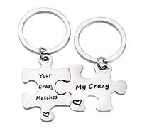 TGBJE Your Crazy Matches my Crazy Couples Keychain Set Puzzle Piece Gift for Boyfriend,Girlfriend, You Crazy Keychain, 3.0