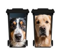 TGBYHU 2 Sheets Dog Pattern Wheelie Bin Stickers, Multi-Size Self Adhesive Dustbin Stickers, Waterproof Bin Decal, for Garden Outdoor