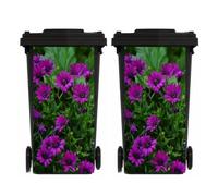 TGBYHU 2 Sheets Flowers Leaves Wheelie Bin Stickers Self Adhesive Dustbin Sticker Decorative Decal for Wheelie Bin, Fridge, Bins Wall, Indoor Outdoor