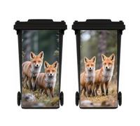 TGBYHU 2 Sheets Fox Wheelie Bin Stickers, Multi-Size Self Adhesive Dustbin Stickers, Waterproof Bin Decal, for Garden Outdoor, Wall Decoration