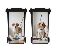 TGBYHU 2 Sheets Wheelie Bin Stickers, Dog Pattern Self Adhesive Dustbin Sticker Decal for House Decoration, Fridge, Wall, Outdoor, Indoor