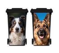 TGBYHU 2 Sheets Wheelie Bin Stickers, Dog Self Adhesive Dustbin Sticker Decorative Decal for House Decoration, Fridge, Wall, Indoor Outdoor