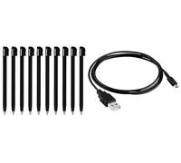 TGC 10 Pack Black Touch Screen Stylus Pens & USB Charge Charging Cable Bundle For The Nintendo DS DSL Lite Console
