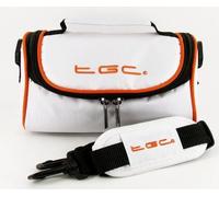 TGC ® Camera Case for Canon PowerShot A50 with shoulder strap and Carry Handle (Cool White & Hot Orange)