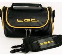 TGC ® Camera Case for Canon PowerShot A620 PowerPlus with shoulder strap and Carry Handle (Jet black & Sunshine Yellow)