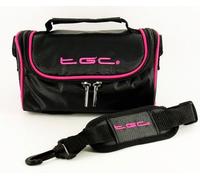 TGC ® Camera Case for Casio High Speed EXILIM EX-FH25 with shoulder strap and Carry Handle (Jet black & Hot Pink)