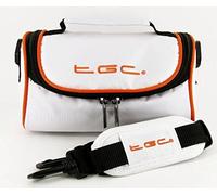 TGC ® Camera Case for Concord Eye-Q 4330z with shoulder strap and Carry Handle (Cool White With Hot Orange Trims)