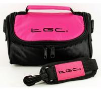 TGC ® Camera Case for DXG Luxe Collection DXG-531V Kensington with shoulder strap and Carry Handle (Hot Pink & Black)